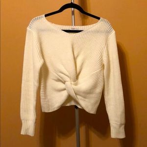Twist front ivory knit sweater
